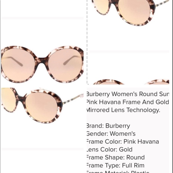 BURBERRY CHECK TEMPLE ARMS MIRRORED ROUND SUNNIES - Picture 11 of 16